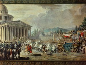 1791年7月10日のヴォルテールの死体（1694-1778）のパリのパンテオンへの翻訳（詳細） 作： Louis Jean François Lagrenée